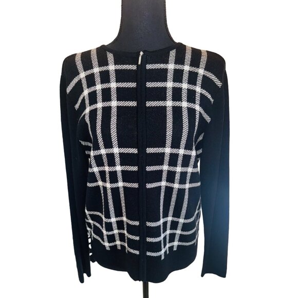 Pendleton Womens S Black White Plaid Cardigan Sweater 100% Merino Wool S Luxury - Picture 1 of 10